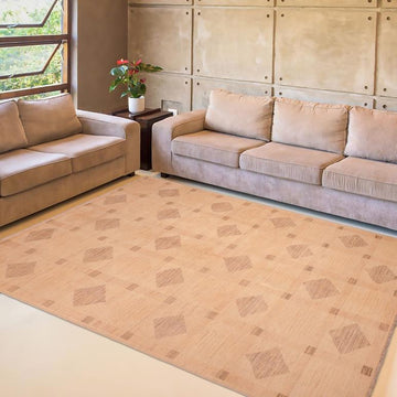 handmade Transitional Kafkaz Chobi Ziegler Beige Tan Hand Knotted RECTANGLE 100% WOOL area rug 6 x 9